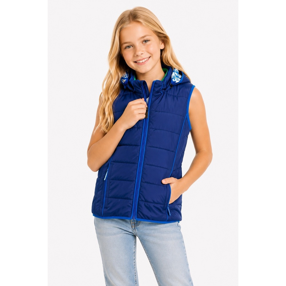 Hatley Kids Royal Blue Hooded Puffer Vest Quilted Zip Up‎ Jacket Size XS TP